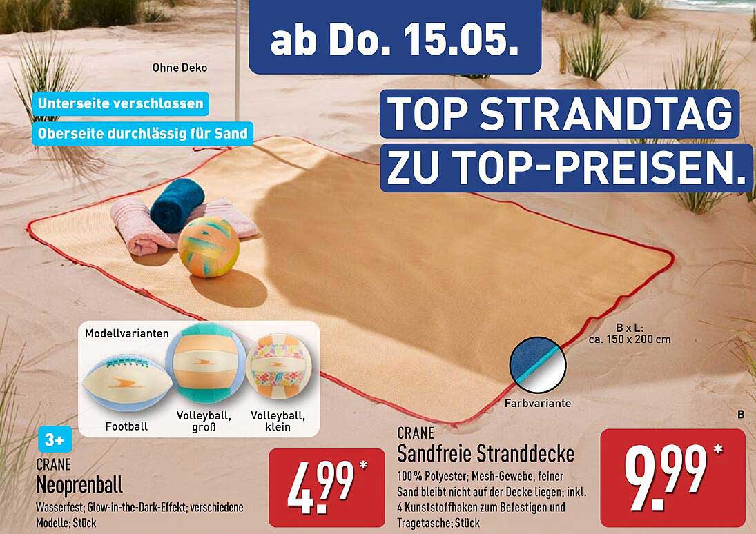 CRANE Sandfreie Stranddecke 9,99 €