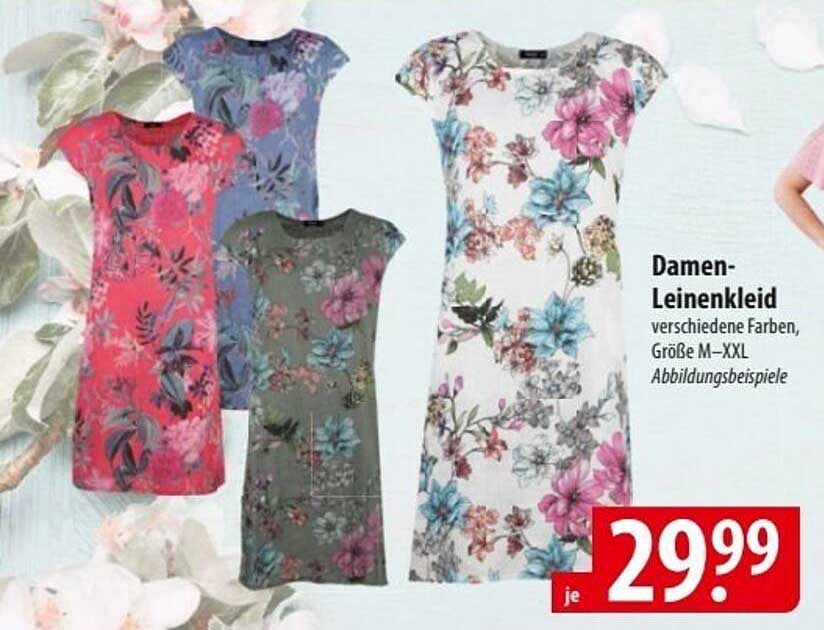 Damen-Leinenkleid - verschiedene Farben, Größe M–XXL