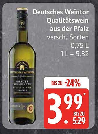 DeutschesWeintor Qualitätswein aus der Pfalz, versch. Sorten 0,75 L