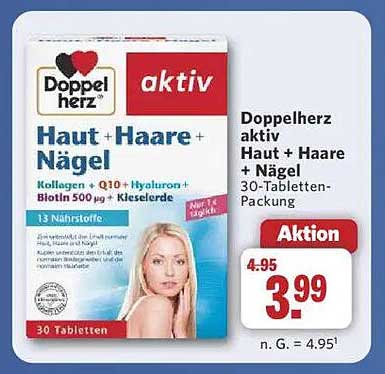 Doppelherz aktiv Haut + Haare + Nägel 30-Tabletten-Packung