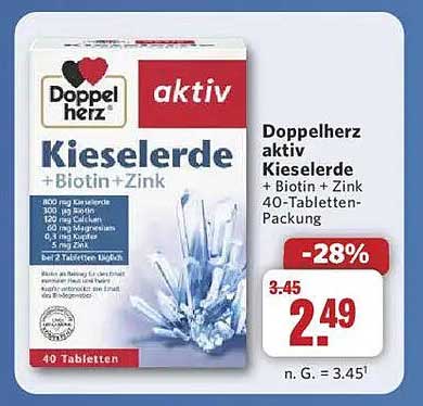Doppelherz aktiv Kieselerde + Biotin + Zink 40-Tabletten-Packung