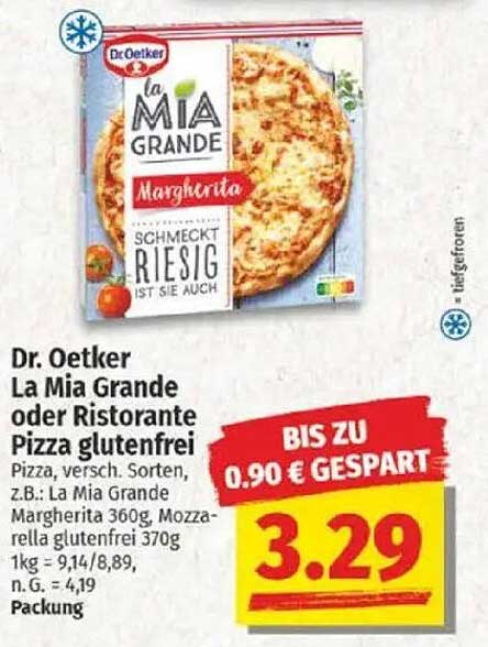 Dr. Oetker La Mia Grande oder Ristorante Pizza glutenfrei