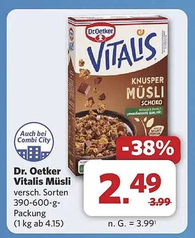 Dr. Oetker Vitalis Müsli vielseitige Sorten 390-600 g