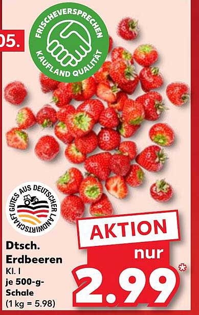 Dt. Erdbeeren Kl. I je 500-g-Schale (1 kg = 5.98)