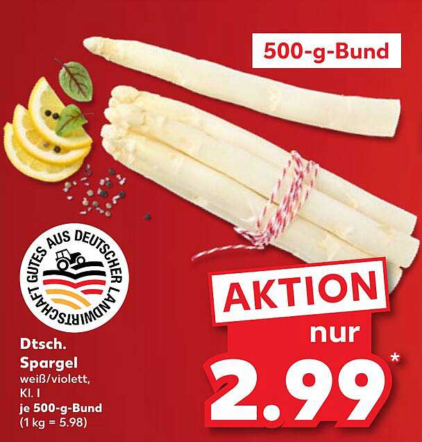 Dt. Spargel weiß/violett, Kl. I - 500-g-Bund