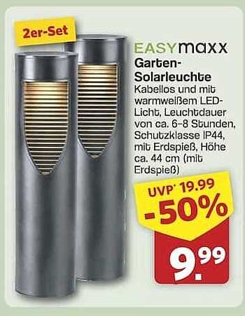 EASYmaxx Garten-Solarleuchte 2er-Set