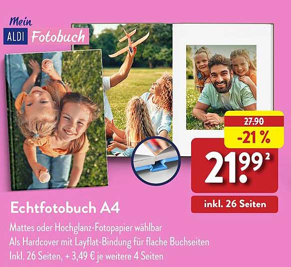 Echtfotobuch A4 - Mattes oder Hochglanz-Fotopapier wählbar