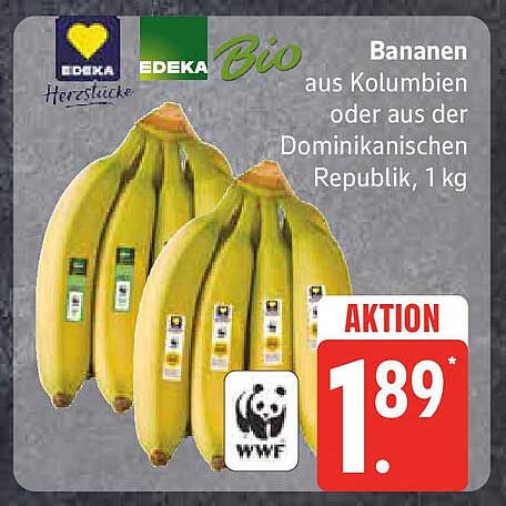 EDEKA Bio Bananen aus Kolumbien oder der Dominikanischen Republik, 1 kg