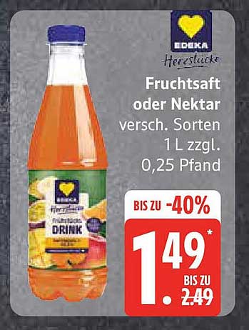 EDEKA Fruchtsaft oder Nektar - Verschiedene Sorten