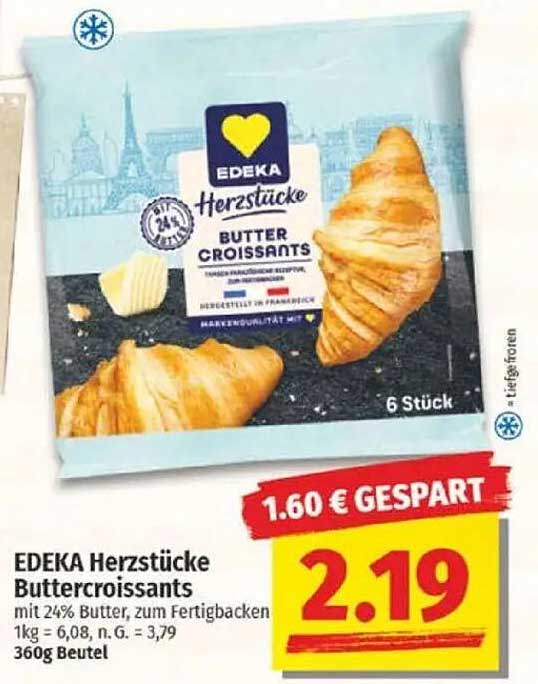 EDEKA Herzstücke Buttercroissants mit 24% Butter
