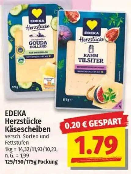 EDEKA Herzstücke Käse­scheiben (versch. Sorten und Fettstufen)