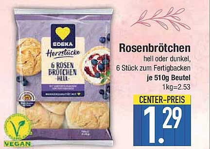 EDEKA Herzstücke Rosenbrötchen - 6 Stück zum Fertigbacken