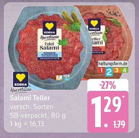 EDEKA Herztücke Salami Teller - versch. Sorten, 80 g