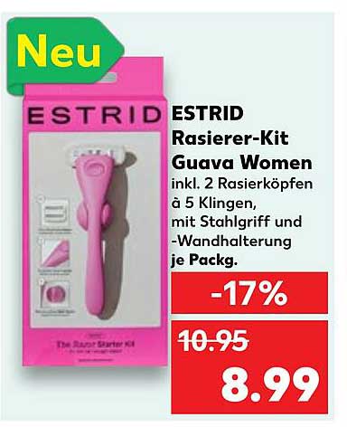 ESTRID Rasierer-Kit Guava Women inkl. 2 Rasierköpfen à 5 Klingen
