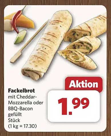 Fackelbrot mit Cheddar-Mozzarella oder BBQ-Bacon gefüllt