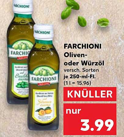 FARCHIONI Oliven- oder Würzöl versch. Sorten je 250-ml-Fl.