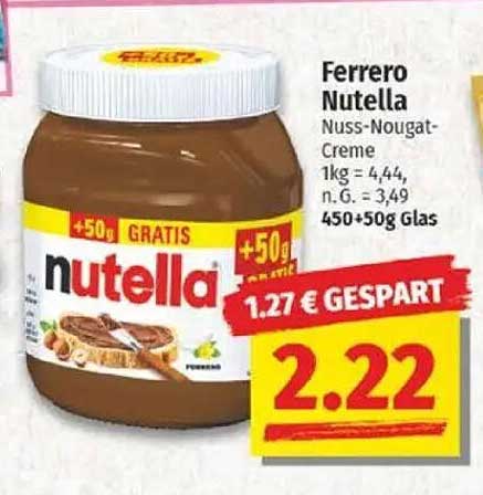 Ferrero Nutella Nuss-Nougat-Creme 450g + 50g GRATIS