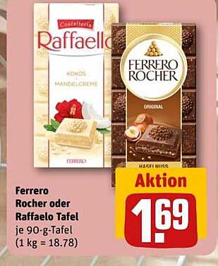 Ferrero Rocher oder Raffaello Tafel je 90-g-Tafel