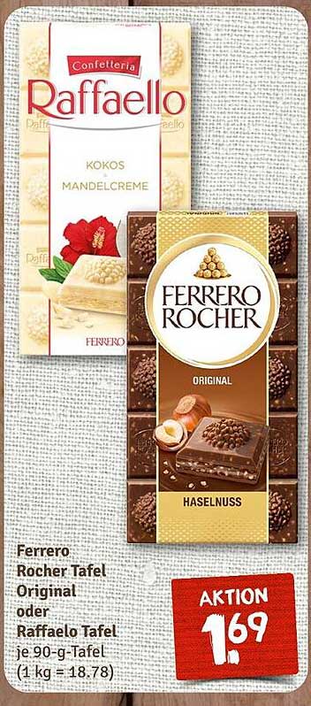 Ferrero Rocher Tafel Original oder Raffaelo Tafel 90 g