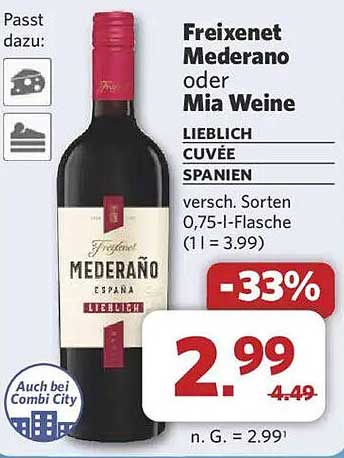 Freixenet Mederano oder Mia Weine - Lieblich Cuvee Spanien