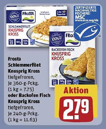 Frosta Schlemmerfilet Knusprig Kross oder Backofen Fisch Knusprig Kross
