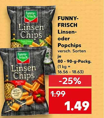 FUNNY-FRISCH Linsen- oder Popchips, 80 - 90 g Packung