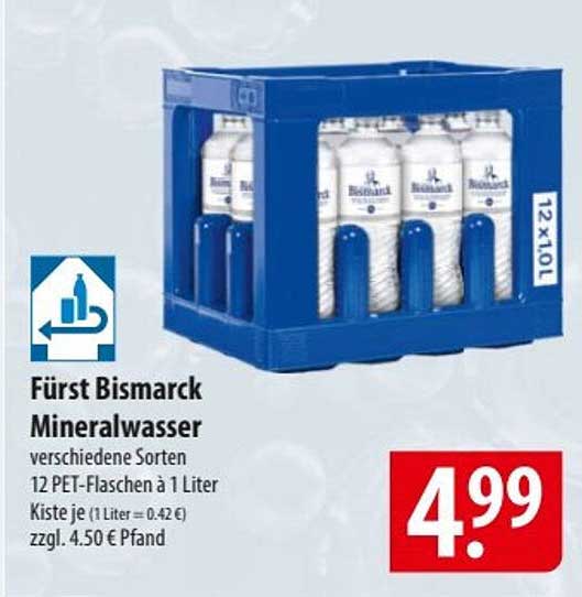 Fürst Bismarck Mineralwasser 12 PET-Flaschen à 1 Liter