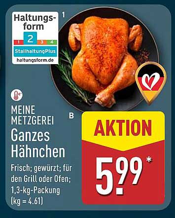 Ganze Hähnchen, frisch und gewürzt - ideal für den Grill oder Ofen