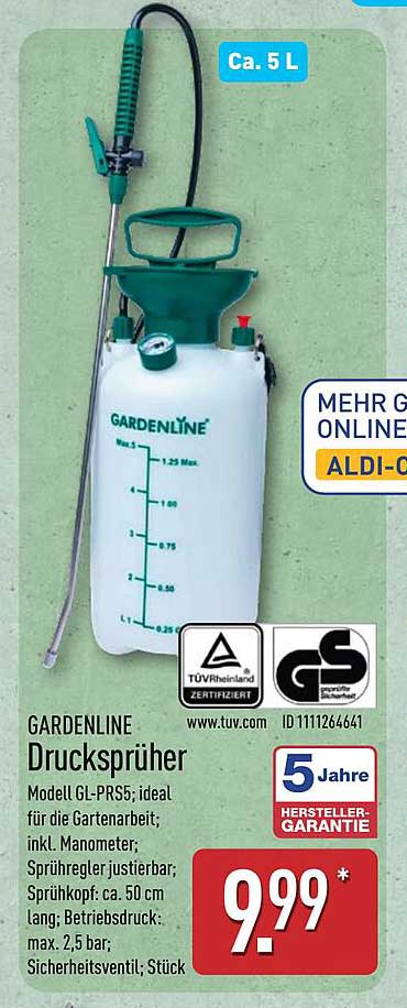 GARDENLINE Drucksprüher Modell GL-PR5