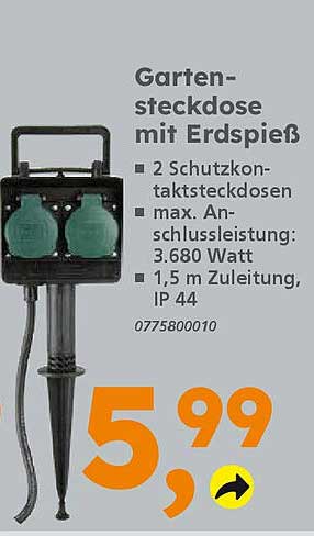 Gartensteckdose mit Erdspieß