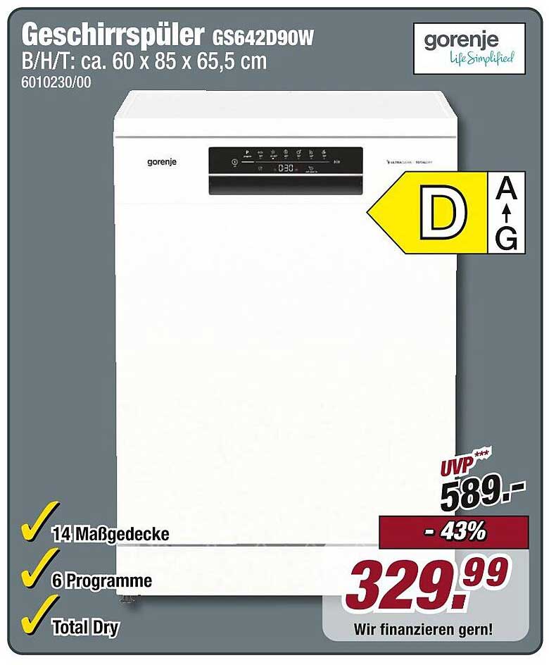 Geschirrspüler GS642D90W von Gorenje