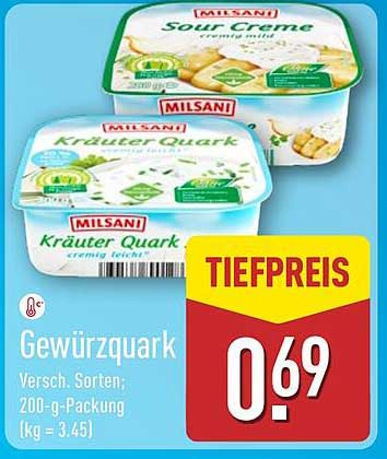 Gewürzquark, verschiedene Sorten; 200-g-Packung