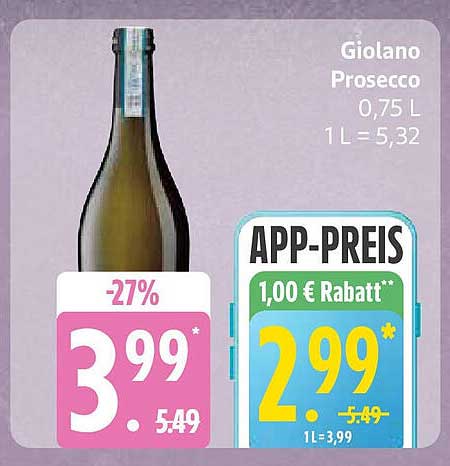 Giolano Prosecco 0,75 L - Jetzt zum Aktionspreis!