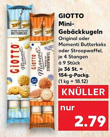 GIOTTO Mini-Gebäckkugeln – Original oder Momenti Butterkeks und Stroopwafel
