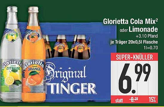 Glorietta Cola Mix² oder Limonade - 20 x 0,5 l Flasche