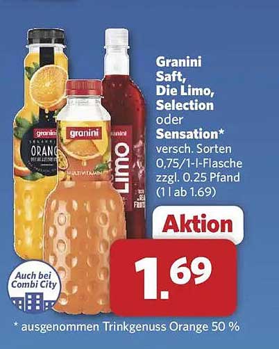 Granini Saft, Die Limo, Selection oder Sensation - verschiedene Sorten