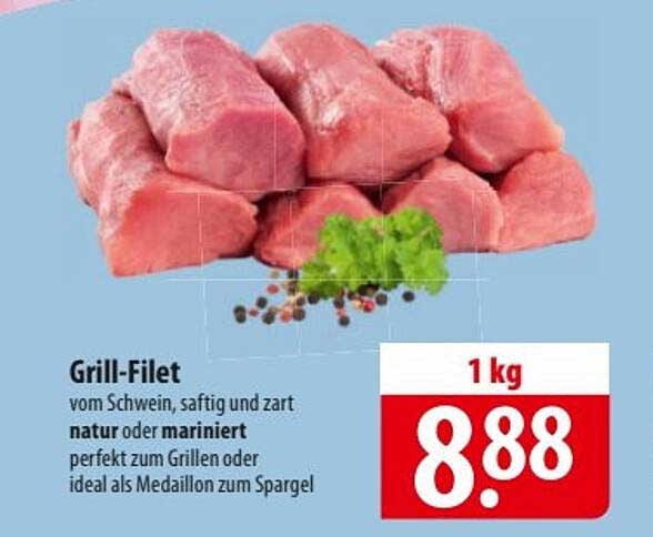 Grill-Filet vom Schwein, saftig und zart, natur oder mariniert