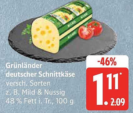 Grünländer deutscher Schnittkäse, verschiedene Sorten