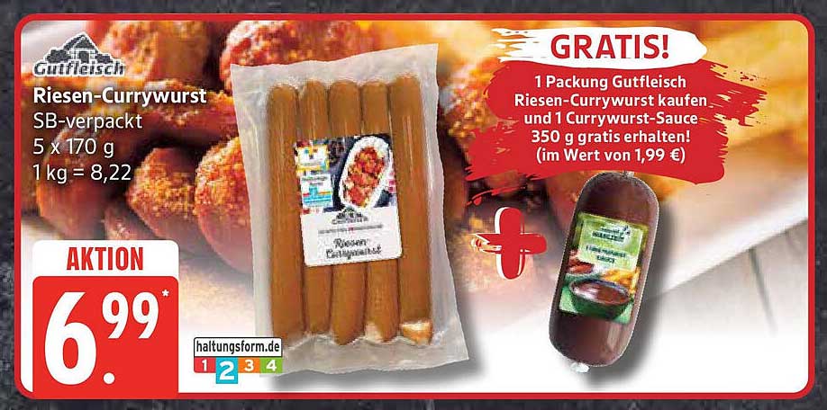 Gutfleisch Riesen-Currywurst SB-verpackt (5 x 170 g)