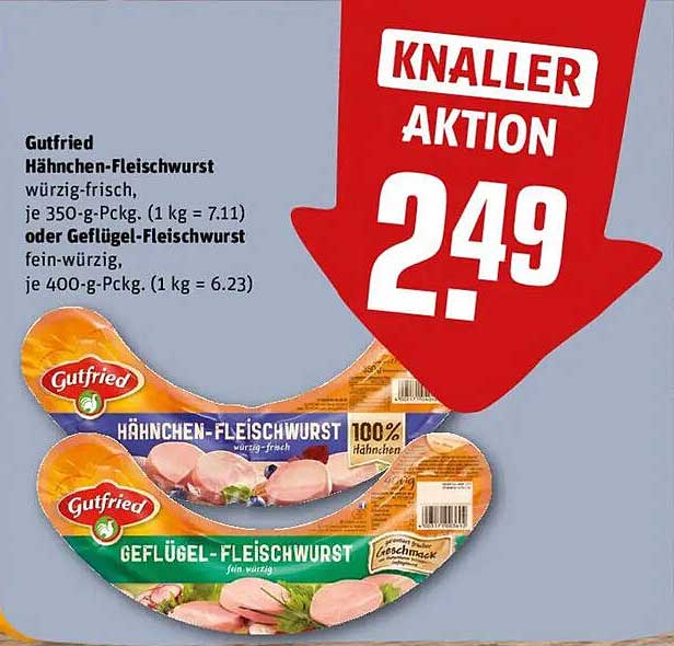 Gutfried Hähnchen-Fleischwurst und Geflügel-Fleischwurst