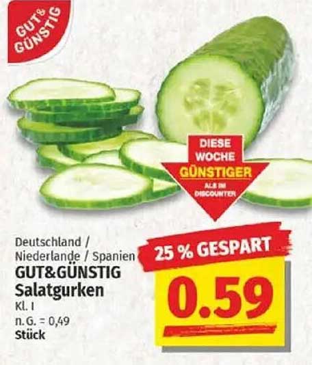GUT&GÜNSTIG Salatgurken Kl. I - 25 % gespart!