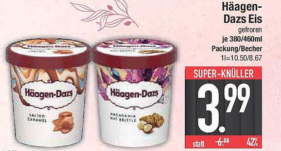 Häagen-Dazs Eis 380/460ml Packung/Becher