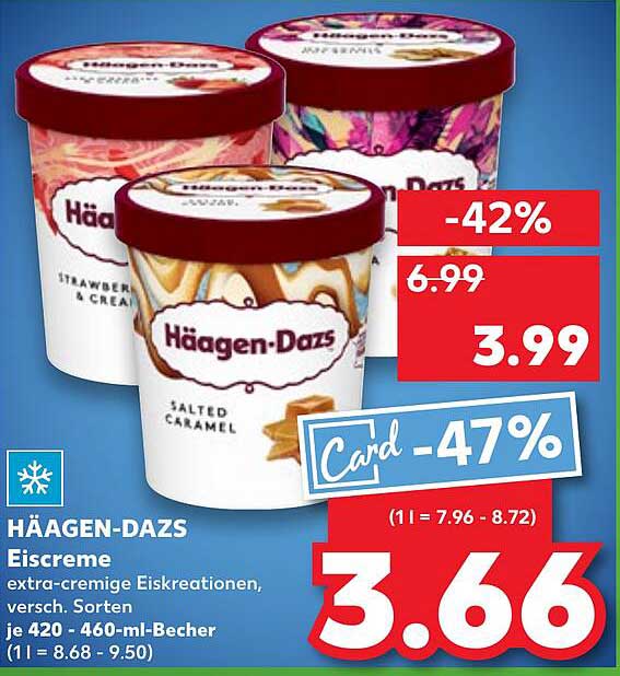 HÄAGEN-DAZS Eiscreme 420-460 ml Becher, verschiedene Sorten