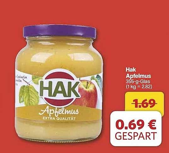 Hak Apfelmus 355-g-Glas