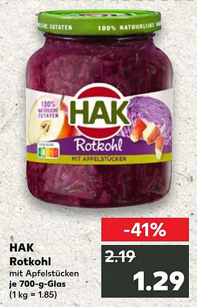 HAK Rotkohl mit Apfelstücken 700-g-Glas