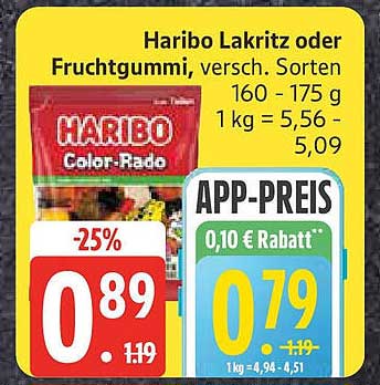 Haribo Lakritz oder Fruchtgummi, 160 - 175 g
