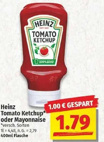 Heinz Tomaten Ketchup oder Mayonnaise 400 ml Flasche