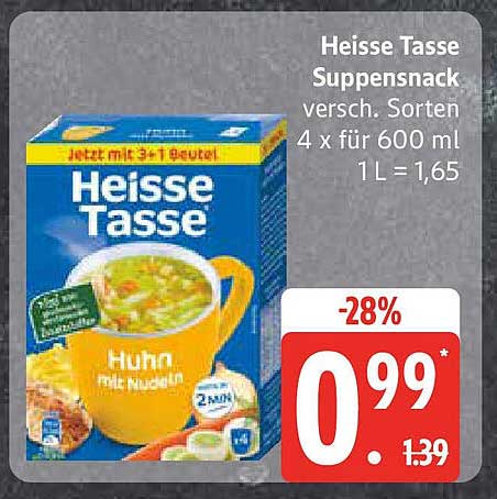 Heisse Tasse Suppensnack - Verschiedene Sorten 4 x 600 ml