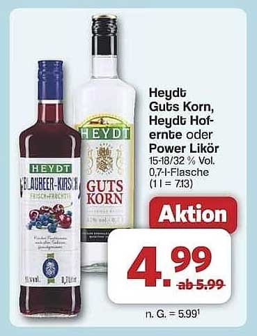 Heydt Guts Korn, Heydt Hofernte oder Power Likör 0,7 l - Aktion!