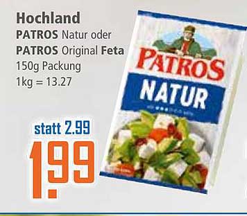 Hochland PATROS Natur oder PATROS Original Feta 150g